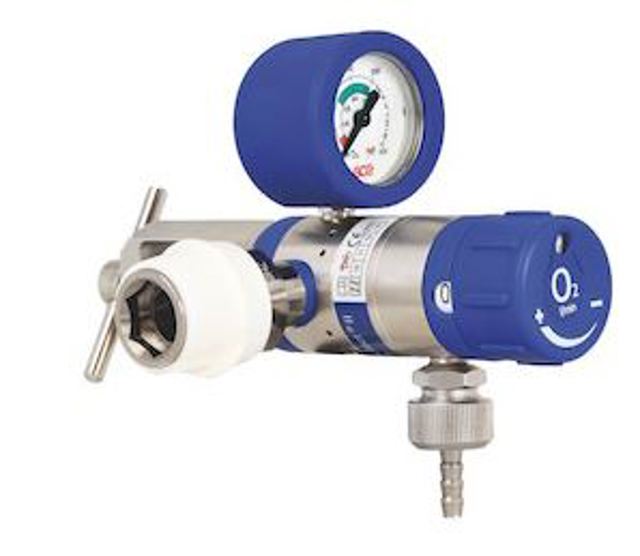 Medical oxygen regulator, cylinder connection Pin Index with quick connect